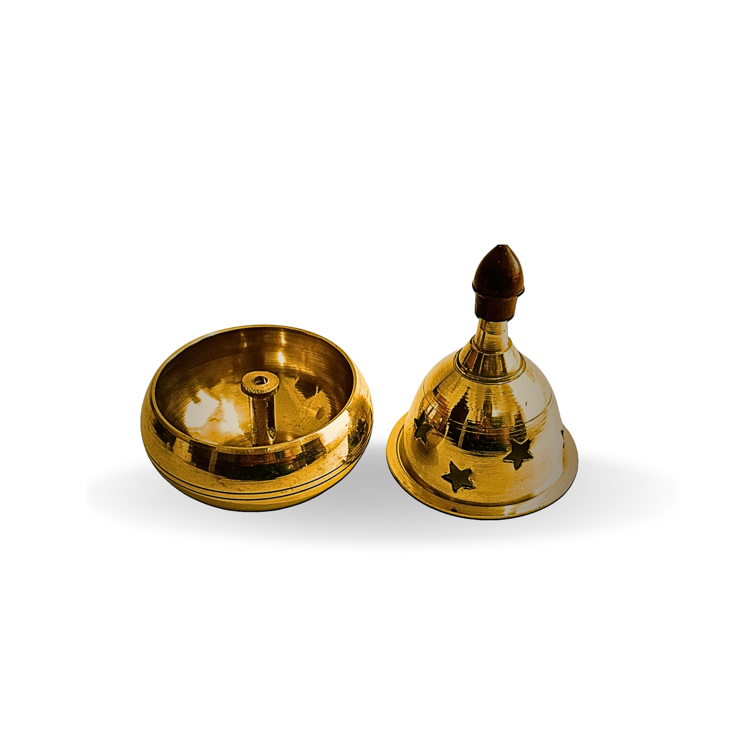 Brass Apple Shaped Akhand Diya Oil Lamp with cover