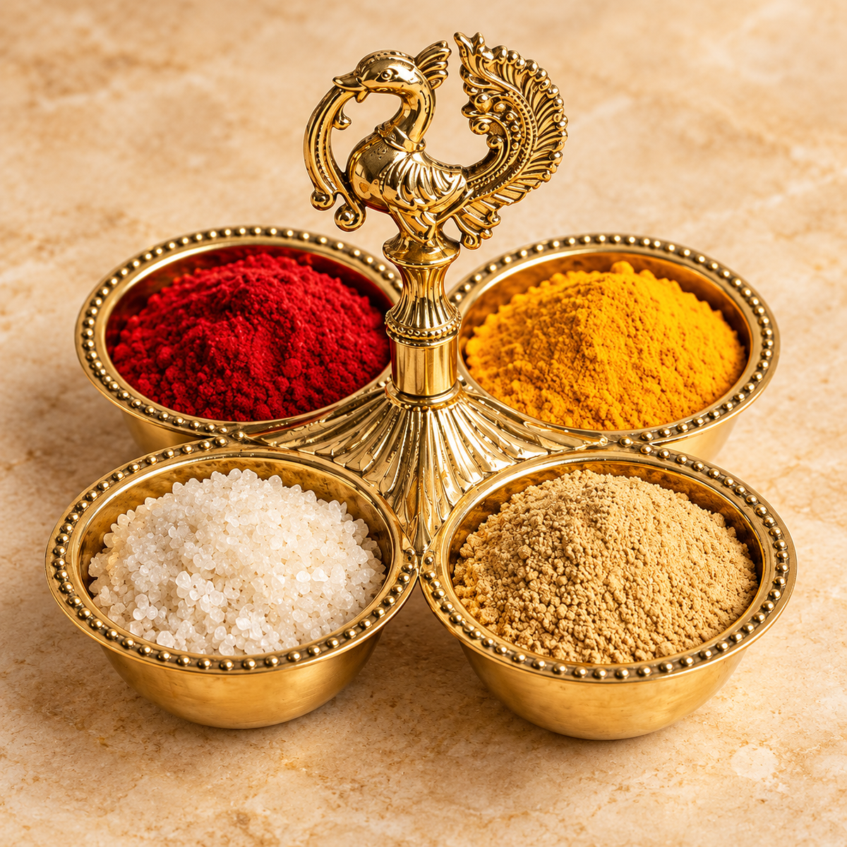 Brass kankavati with Peacock chowmukh | choupala | chopala | chokra for Pooja