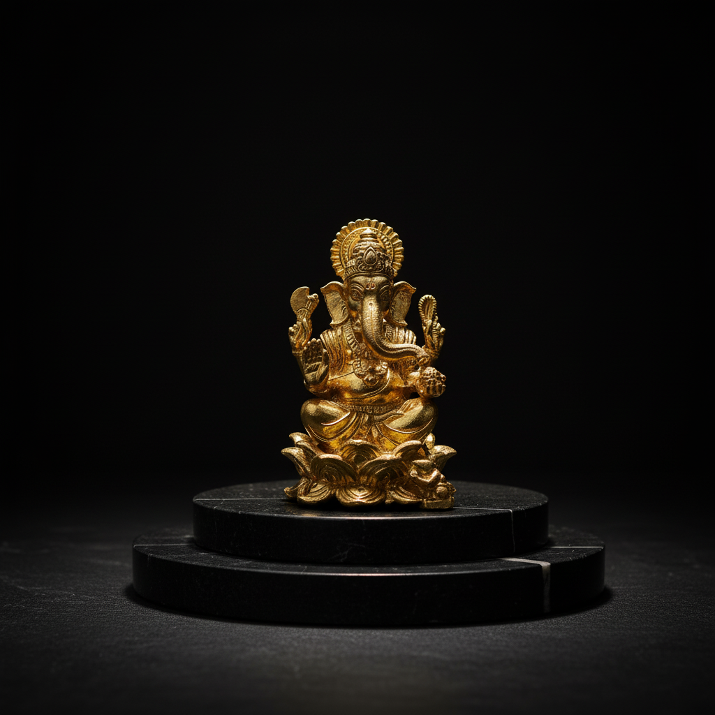 Brass Ganesh Idol with Base - 2.5 Inch