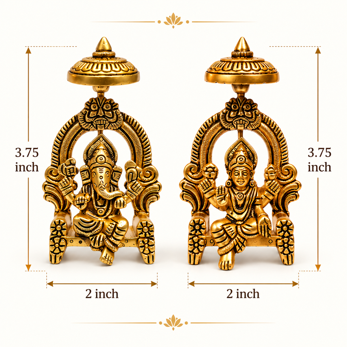 Pure Brass Lakshmi Ganesh Ji Crafted Art | 3.5 inch