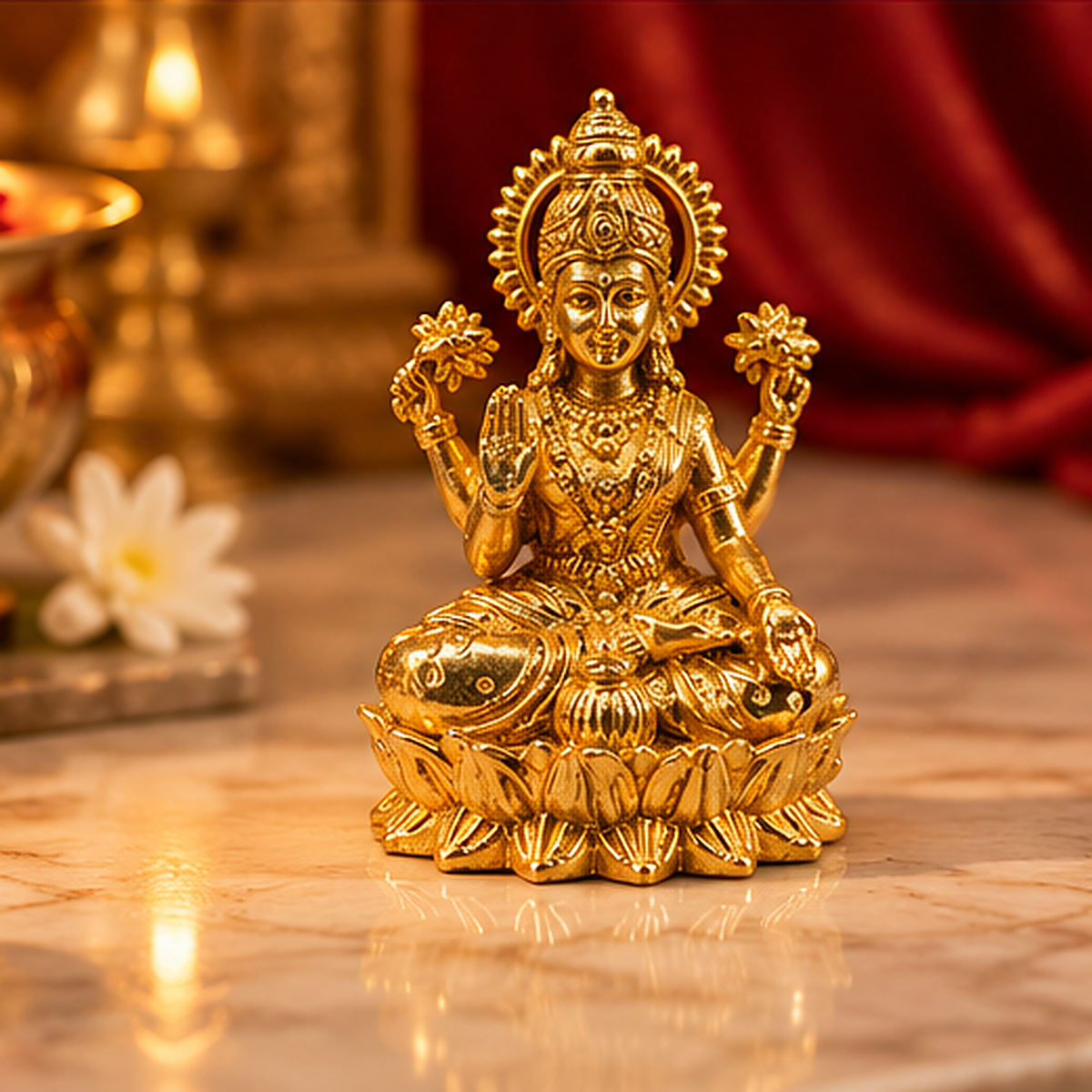 Premium Design Brass Lakshmi Ji Crafted Art | 2.5 inch