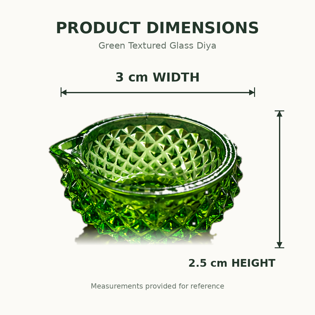 Premium Decorative Puja Deepak | Diamond-Cut Glass Diya Green