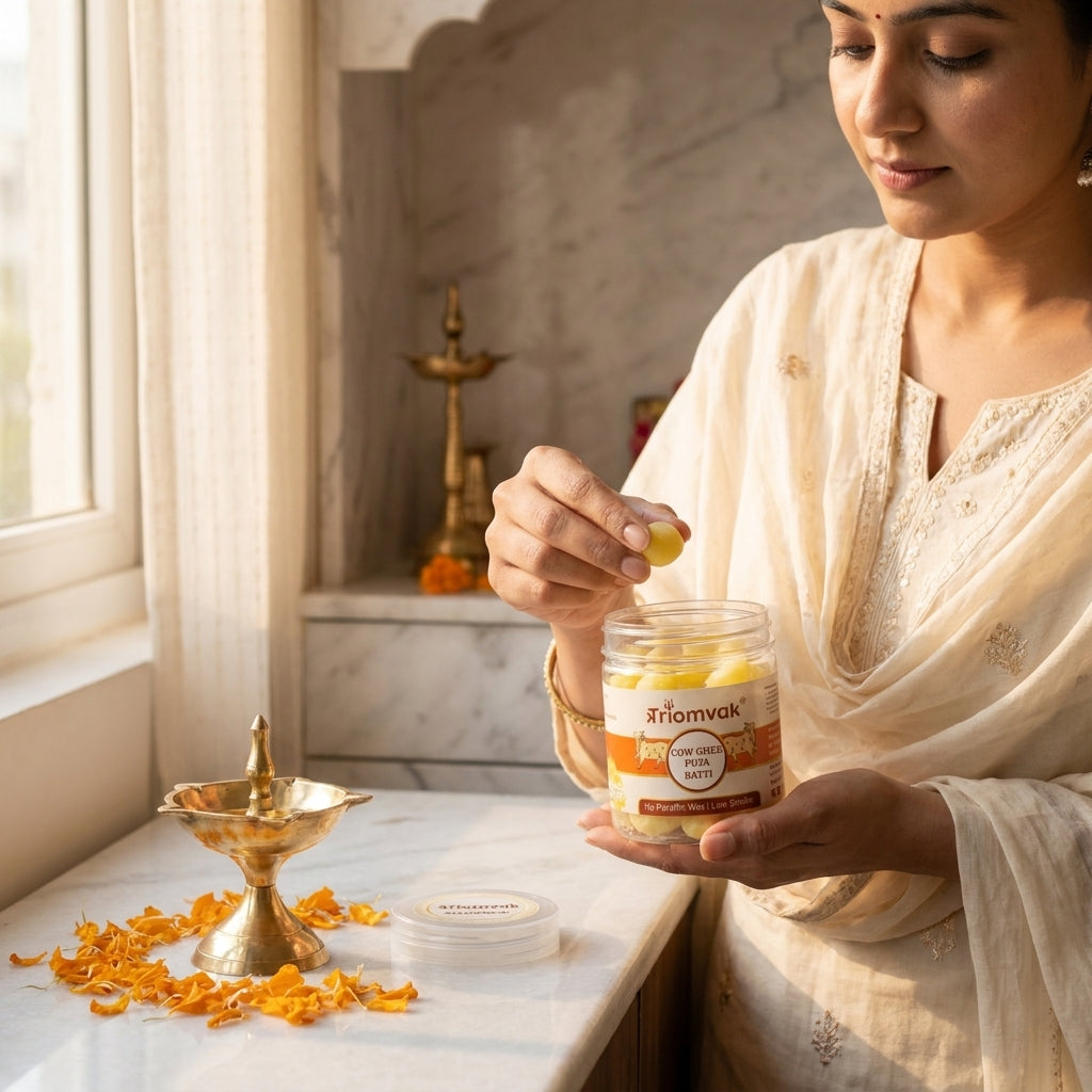 Triomvak Pure Cow Ghee Diya Batti - Small