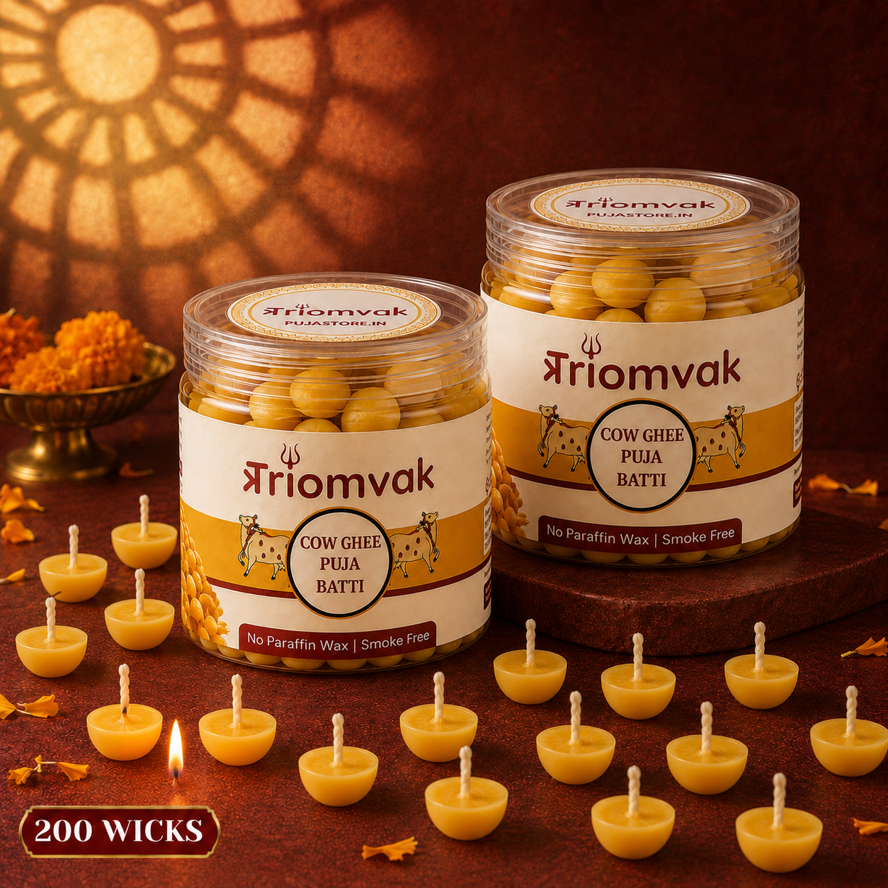 Triomvak Pure Cow Ghee Diya Batti