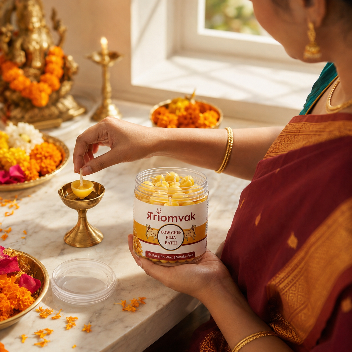Triomvak Pure Cow Ghee Diya Batti