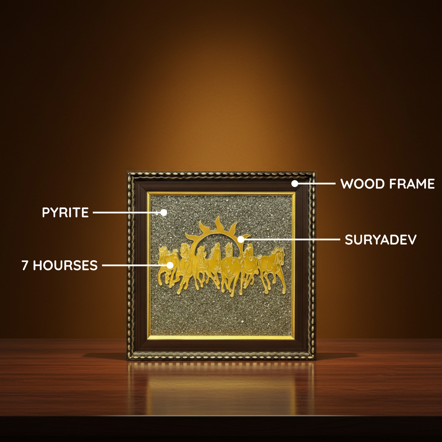 7 Horses on Raw Pyrite Frame