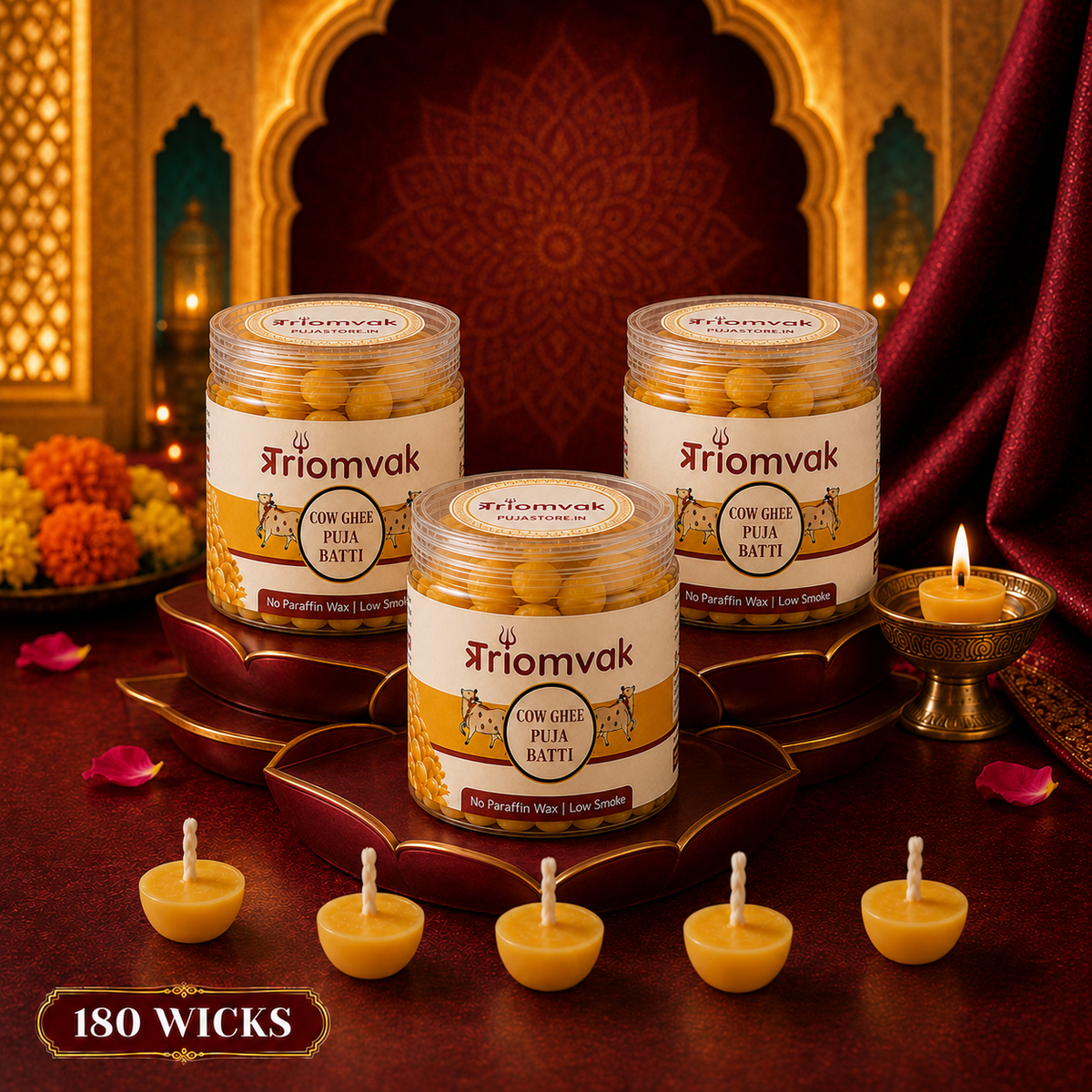 Triomvak Pure Cow Ghee Diya Batti - Medium