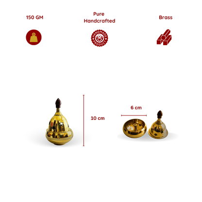 Brass Apple Shaped Akhand Diya Oil Lamp with cover
