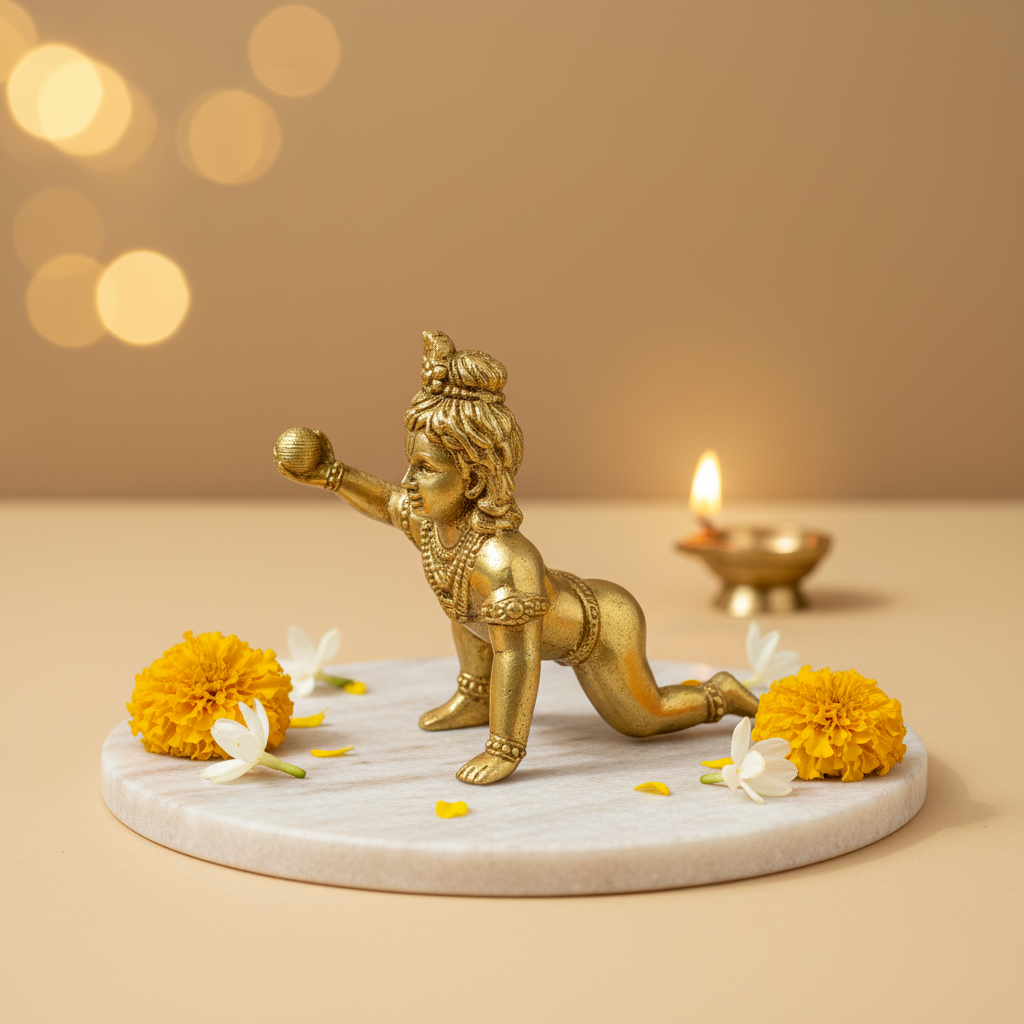 Brass Kanha Ji (Little Krishna) - 2 inch