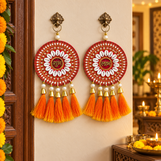 Royal Shubh Labh Floral Door Hangings for Diwali – Set of 2