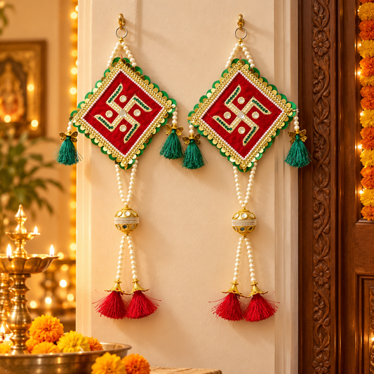 Royal Shubh Labh Floral Door Hangings for Diwali – Set of 2