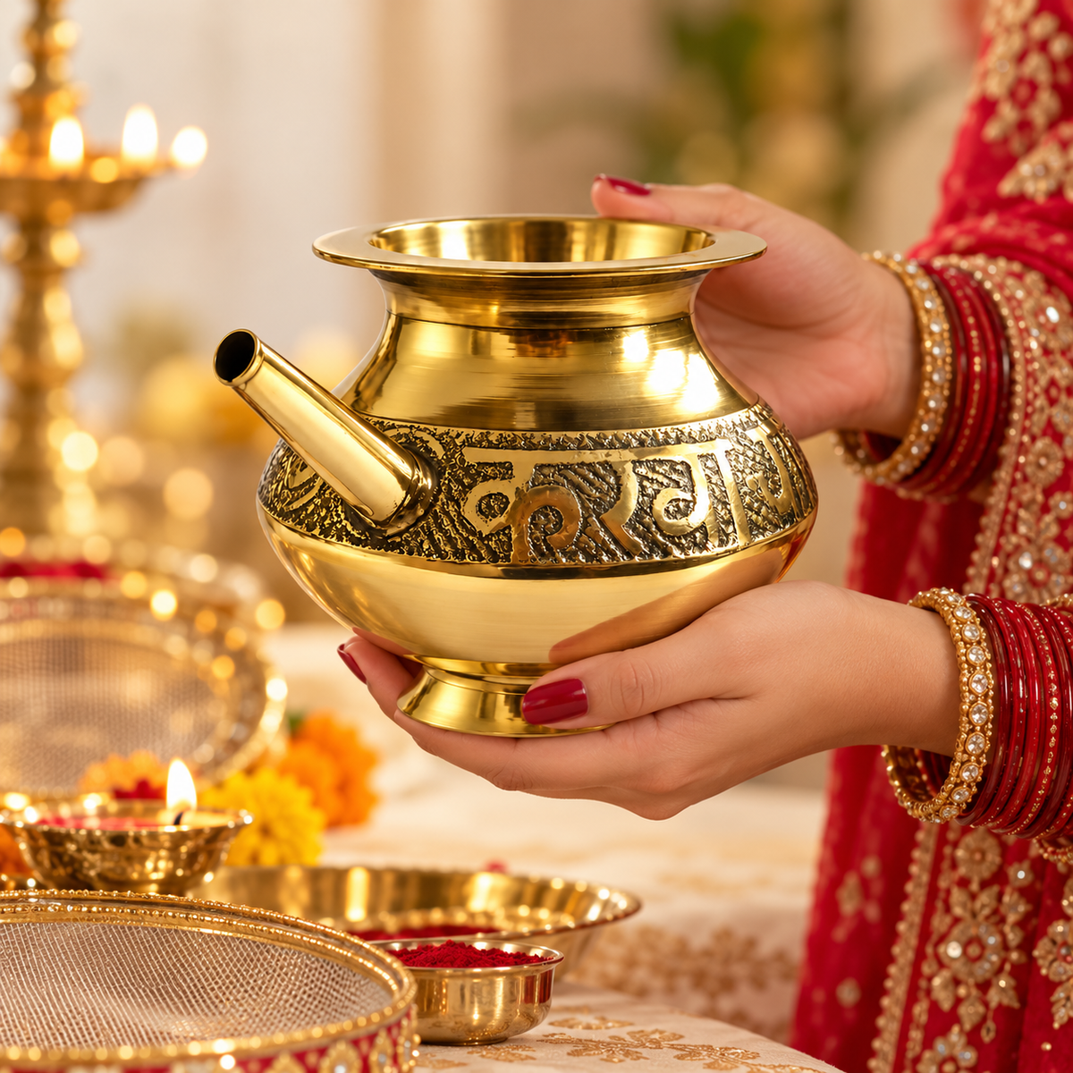 Traditional Karva Chauth Pooja Lota with Spout
