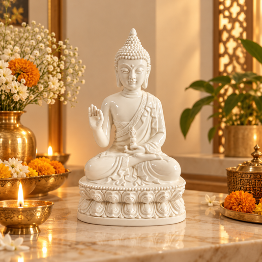 Premium White Buddha Idol – 5 Inch