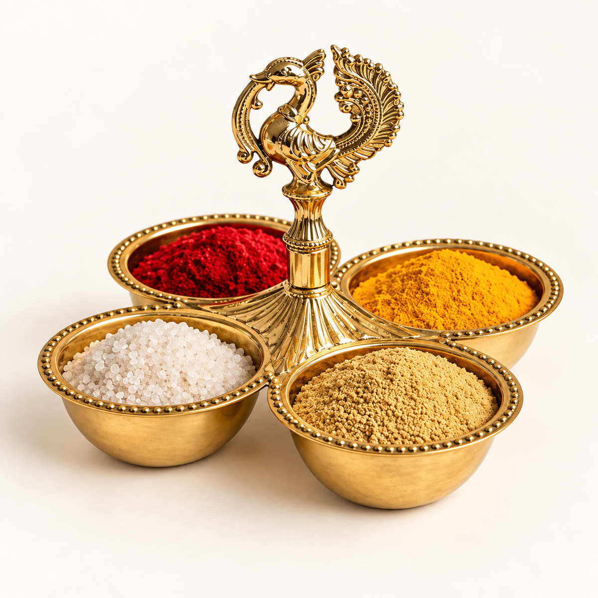 Brass kankavati with Peacock chowmukh | choupala | chopala | chokra for Pooja