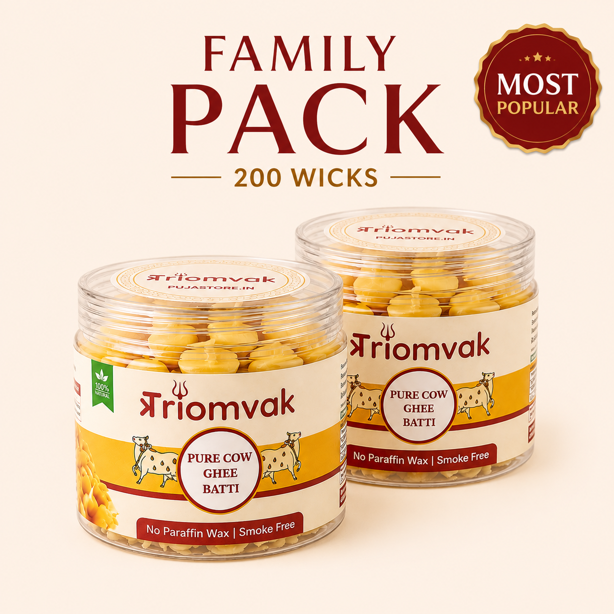 Triomvak Pure Cow Ghee Diya Batti