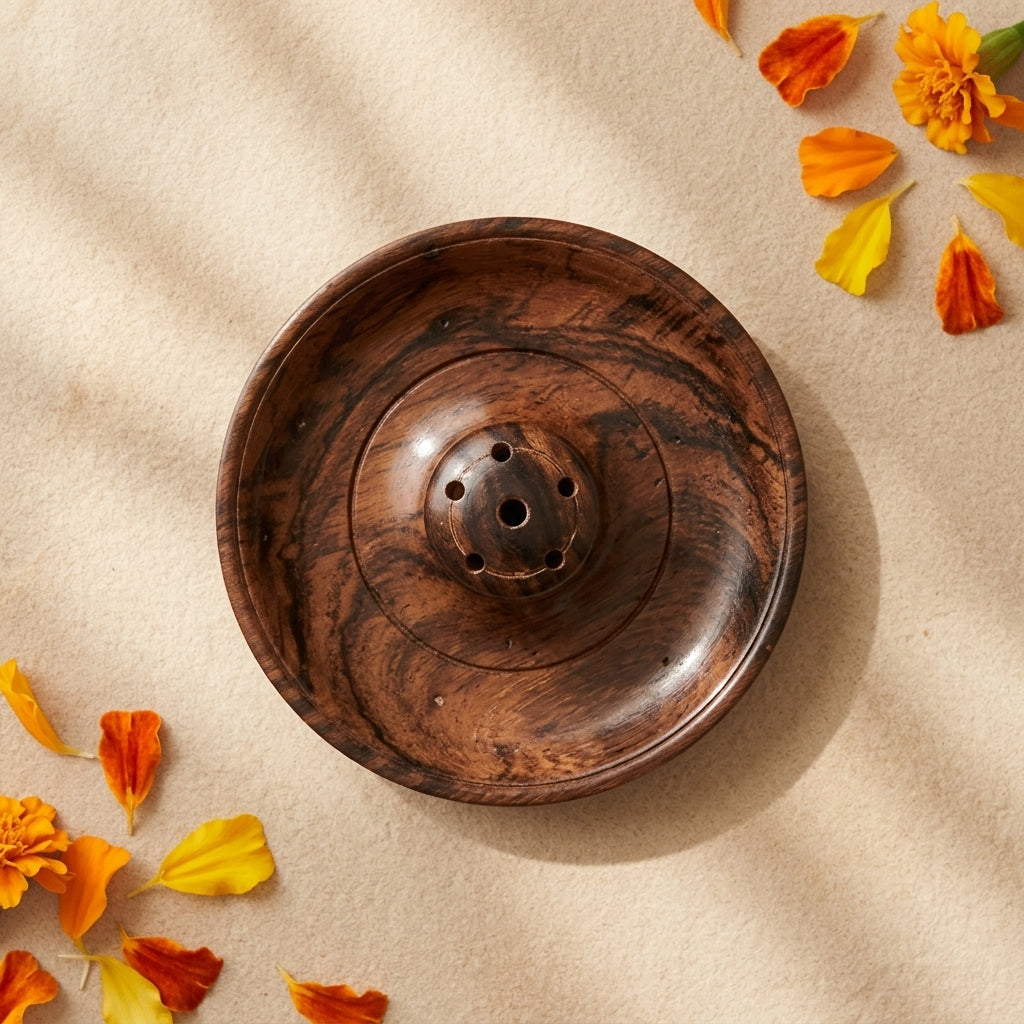 Plate Base Sheesham wood Agarbati Stand
