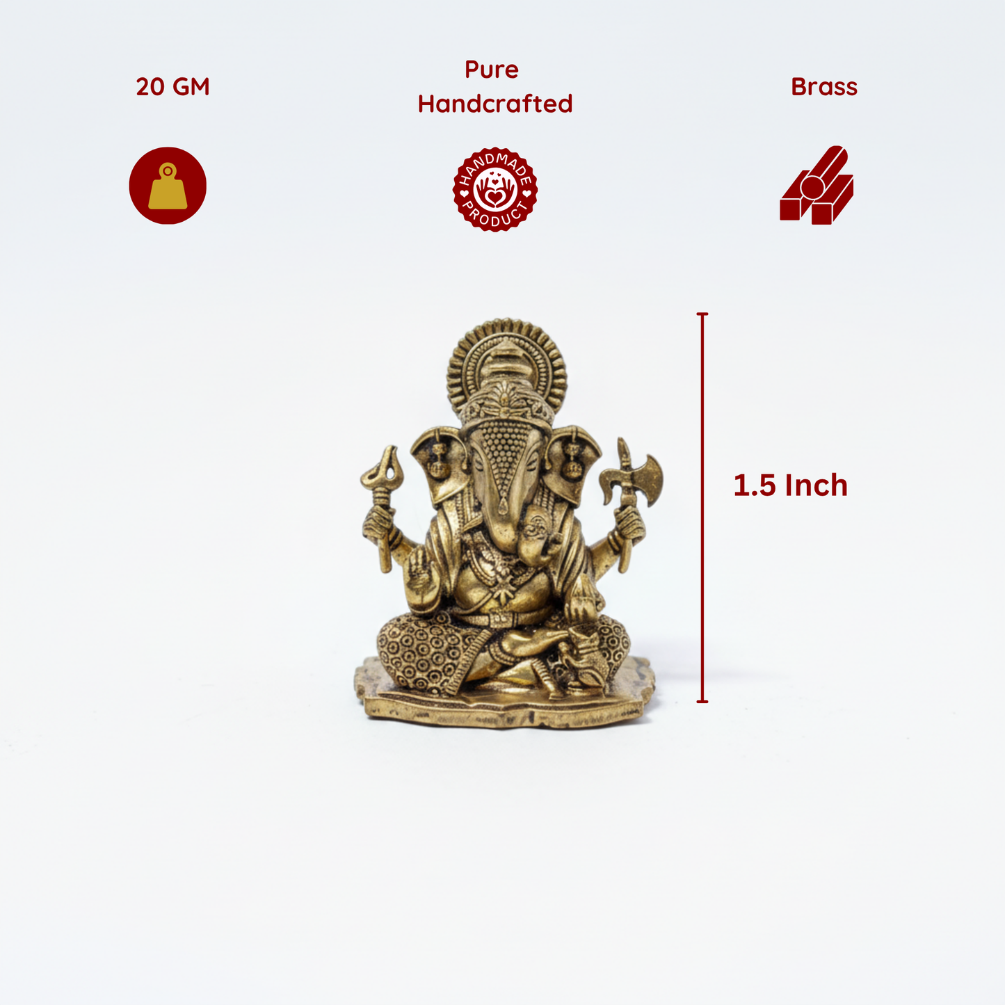 Brass Ganesh Idol with Base - 1.5 Inch