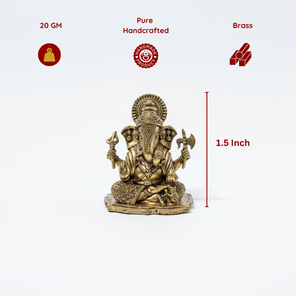 Brass Ganesh Idol with Base - 1.5 Inch