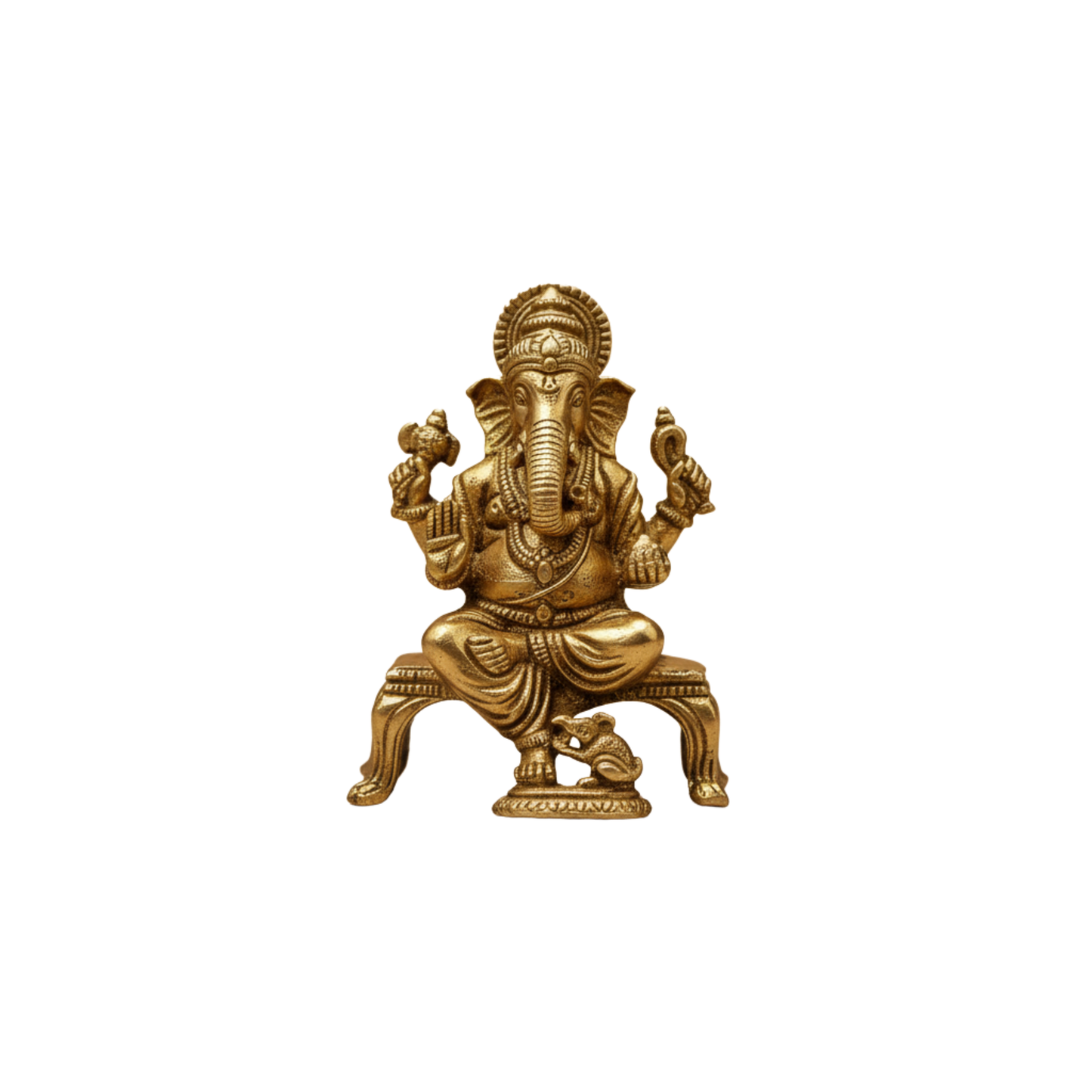 Brass Ganesh Idol with Base - 2.3 Inch