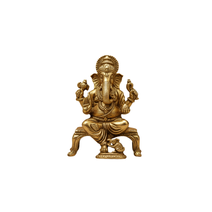 Brass Ganesh Idol with Base - 2.3 Inch