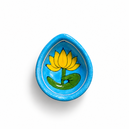 Handpainted Ceramic Diya - Jaipur Blue Pottery Art - Set of 4