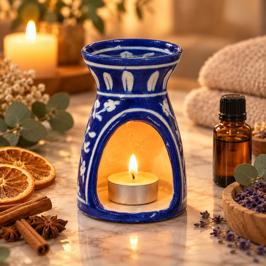 Jaipur Blue Pottery Aroma Diffusers - Indigo Blooms
