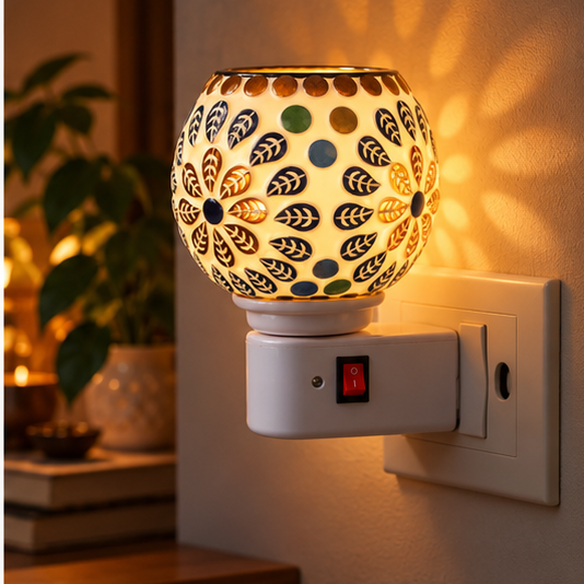 Electric Camphor & Aroma Oil Burner – Ceramic Mandala colorful