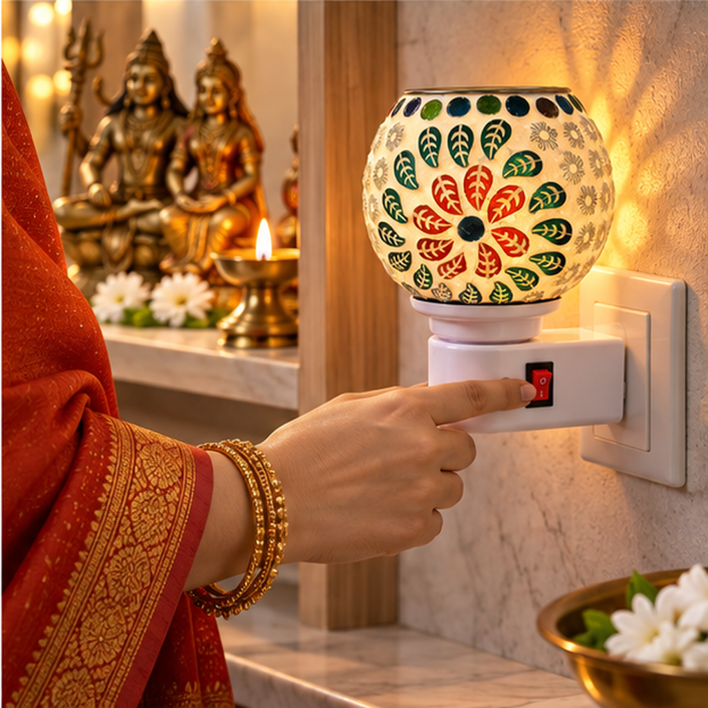 Electric Camphor & Aroma Oil Burner – Ceramic Flower