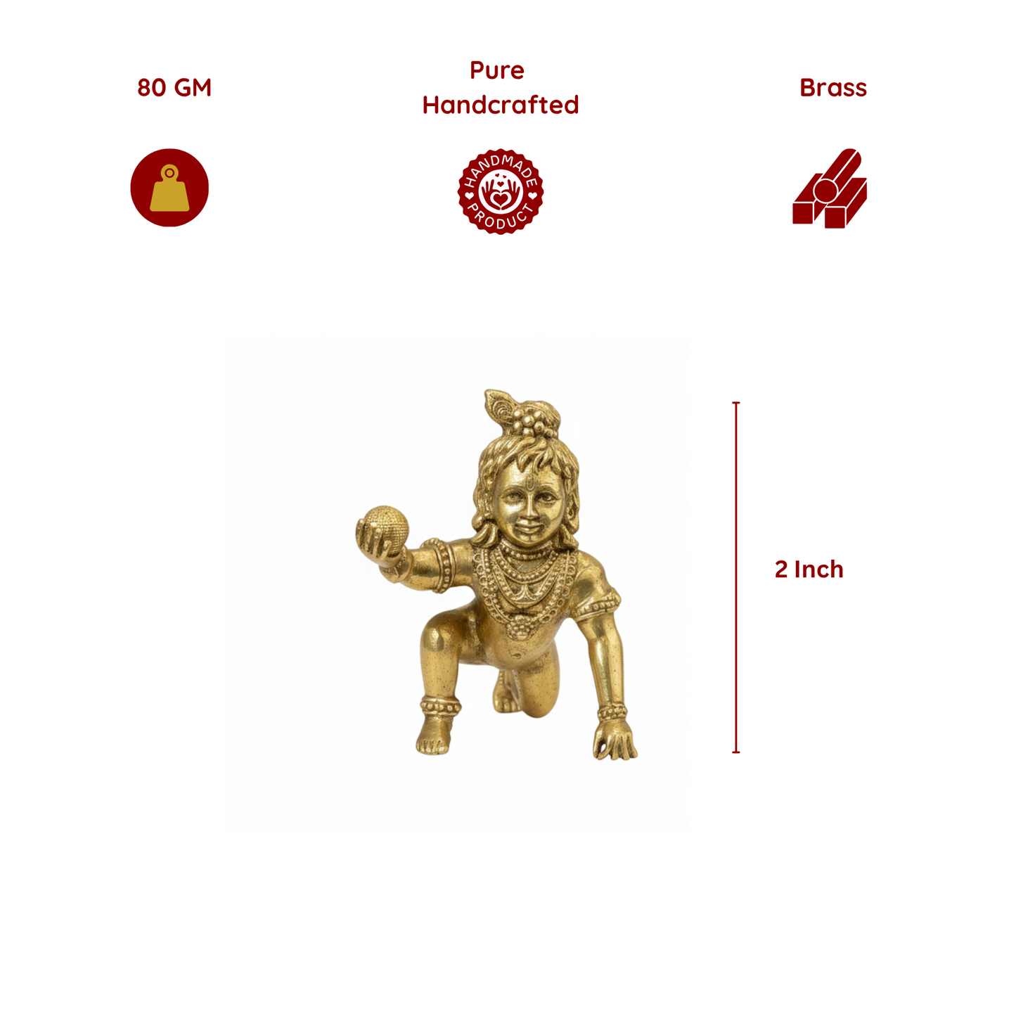 Brass Kanha Ji (Little Krishna) - 2 inch