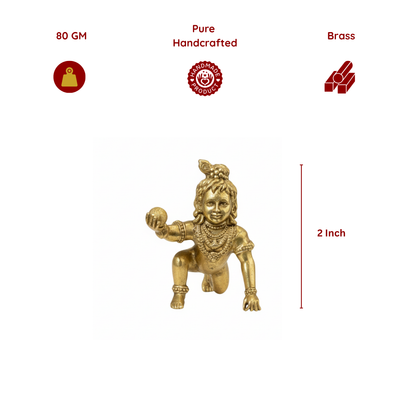 Brass Kanha Ji (Little Krishna) - 2 inch