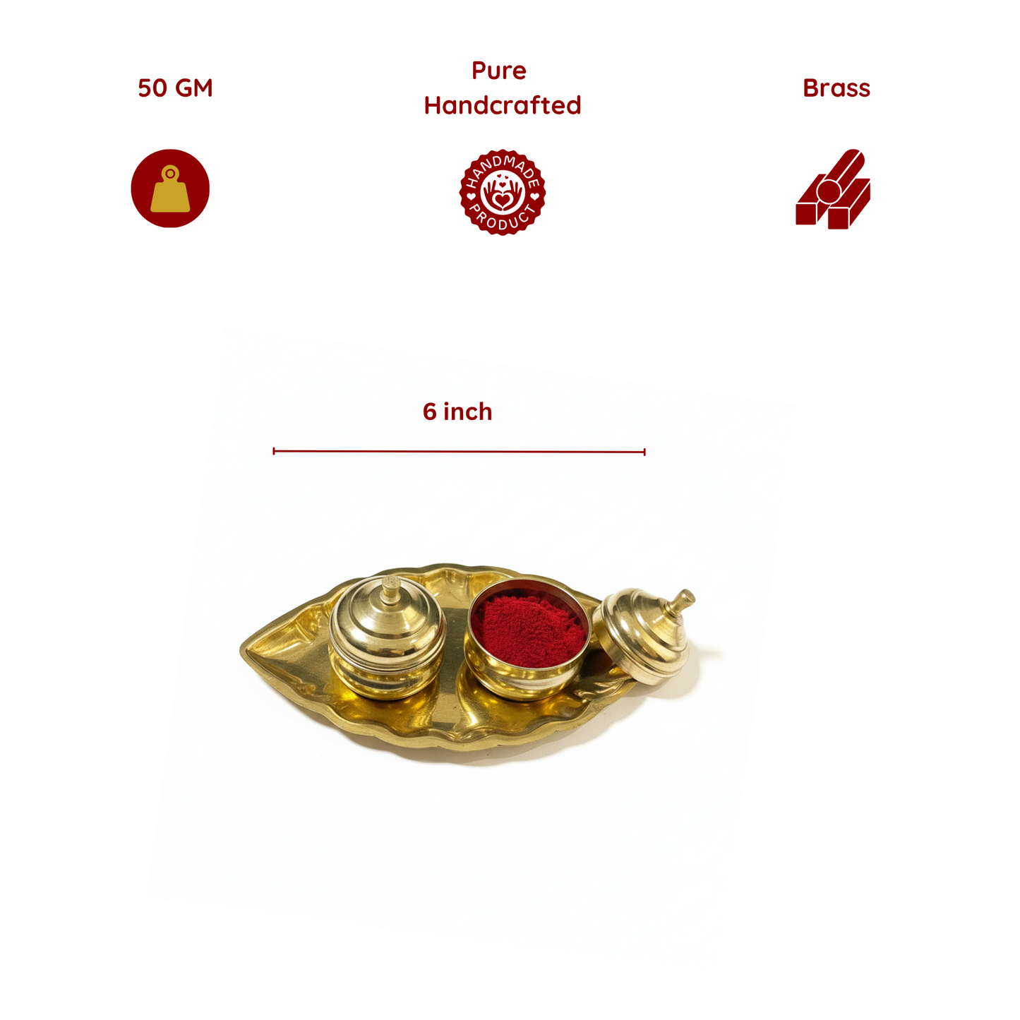 Brass Thali - Kumkum Plate (Boat Kuranda) - 6 inch