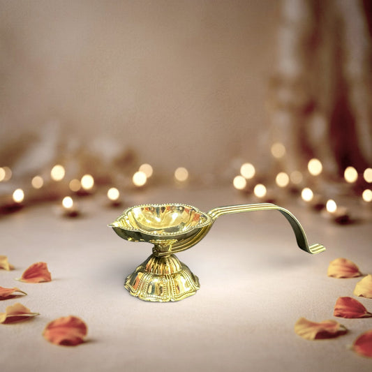 Brass Light Weight Long Handle Diya