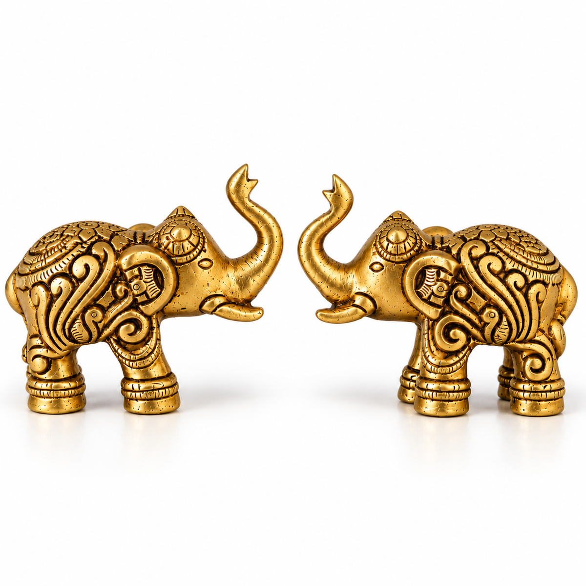 Pure Brass Elephant Statue Pair - 3.5 inch