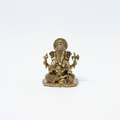 Brass Ganesh Idol with Base - 1.5 Inch