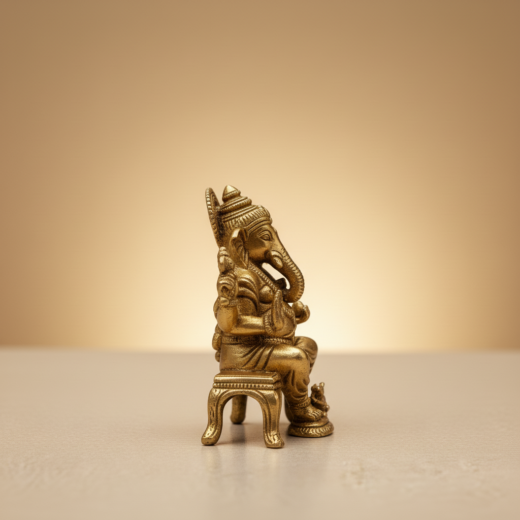 2.3 Inch Panch dhatu Ganesh Idol with Base