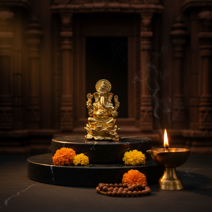 2.5 Inch Panch dhatu Ganesh Idol with Base