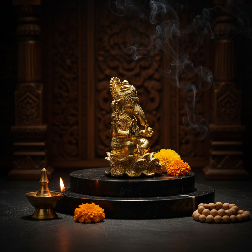 2.5 Inch Panch dhatu Ganesh Idol with Base
