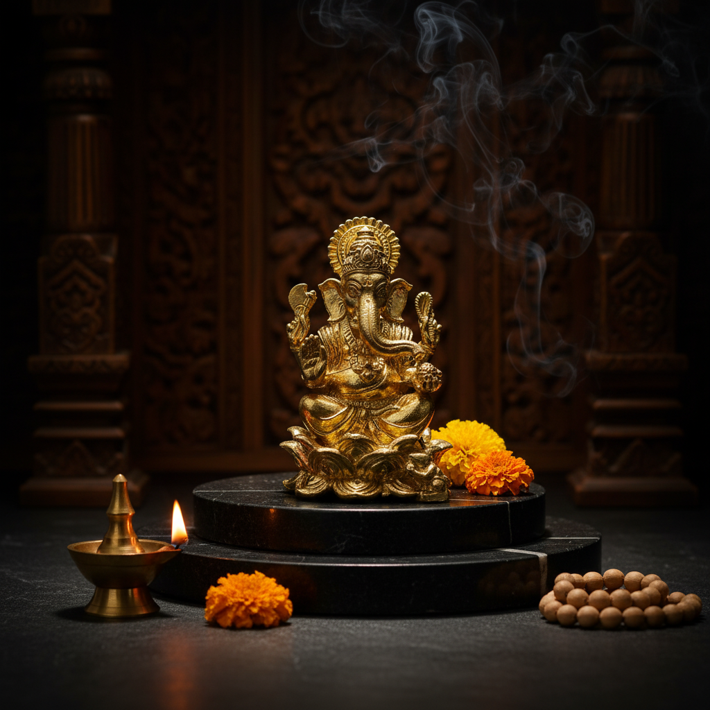 2.5 Inch Panch dhatu Ganesh Idol with Base