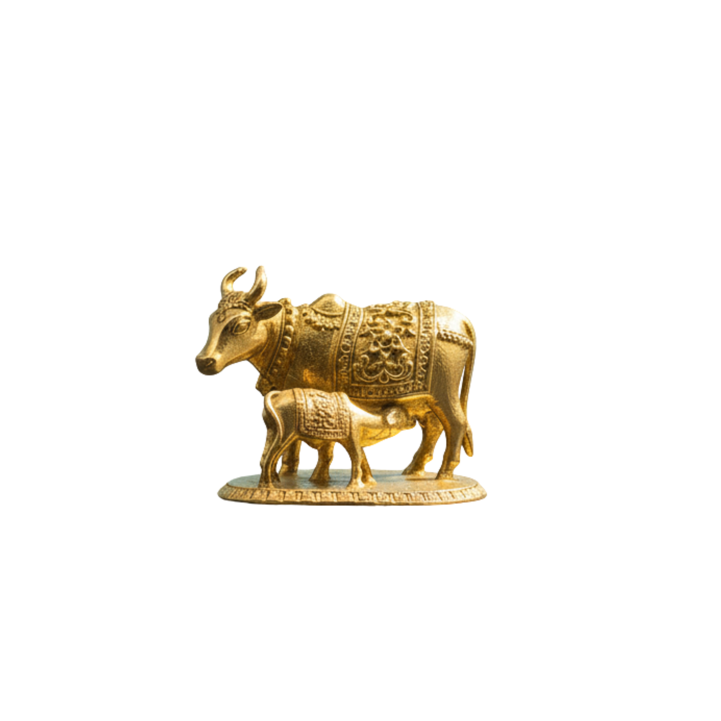 Brass Gau Mata Idol with Base | Kamdhenu - 2 Inch