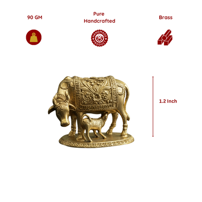 Brass Gau Mata Idol with Base | Kamdhenu - 1.2 Inch