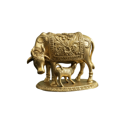 Brass Gau Mata Idol with Base | Kamdhenu - 1.2 Inch