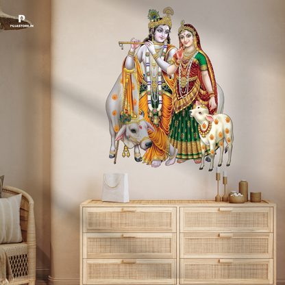 Radha Krishna with Cow