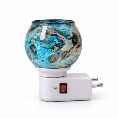 Electric Camphor & Aroma Oil Burner – Blue/Green Marble