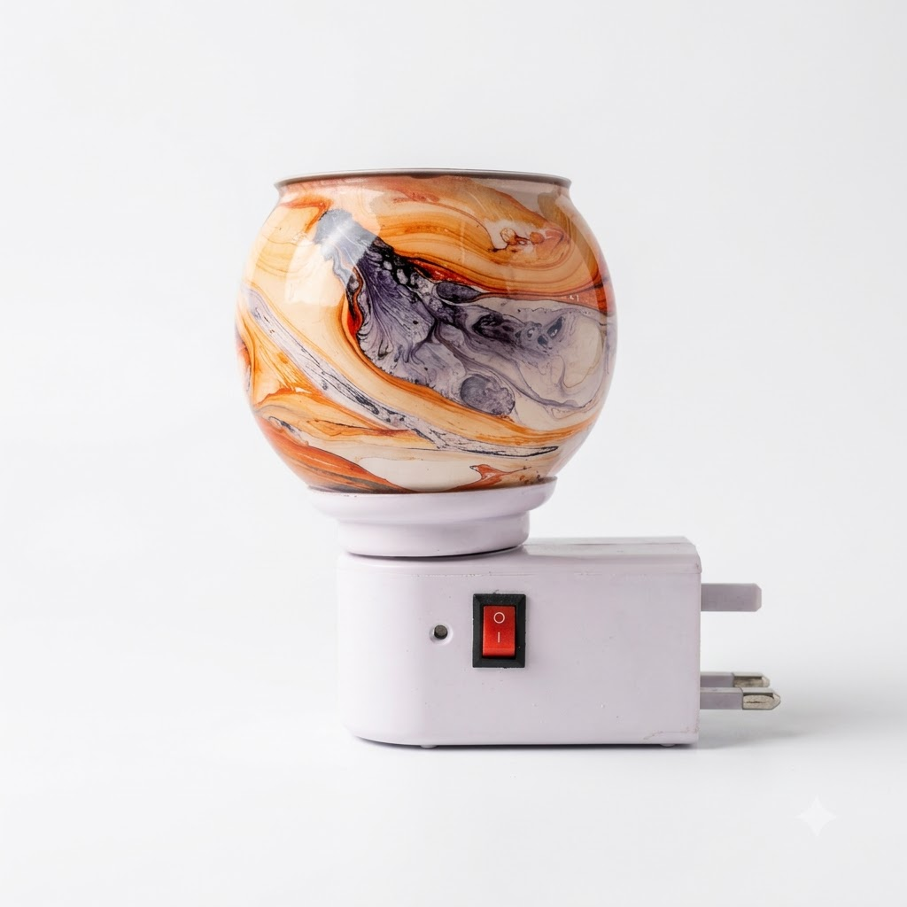 Electric Camphor & Aroma Oil Burner – Red Marble
