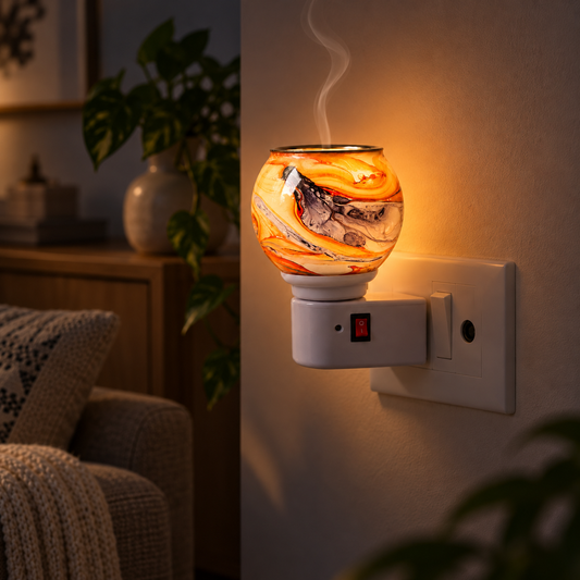 Electric Camphor & Aroma Oil Burner – Red Marble