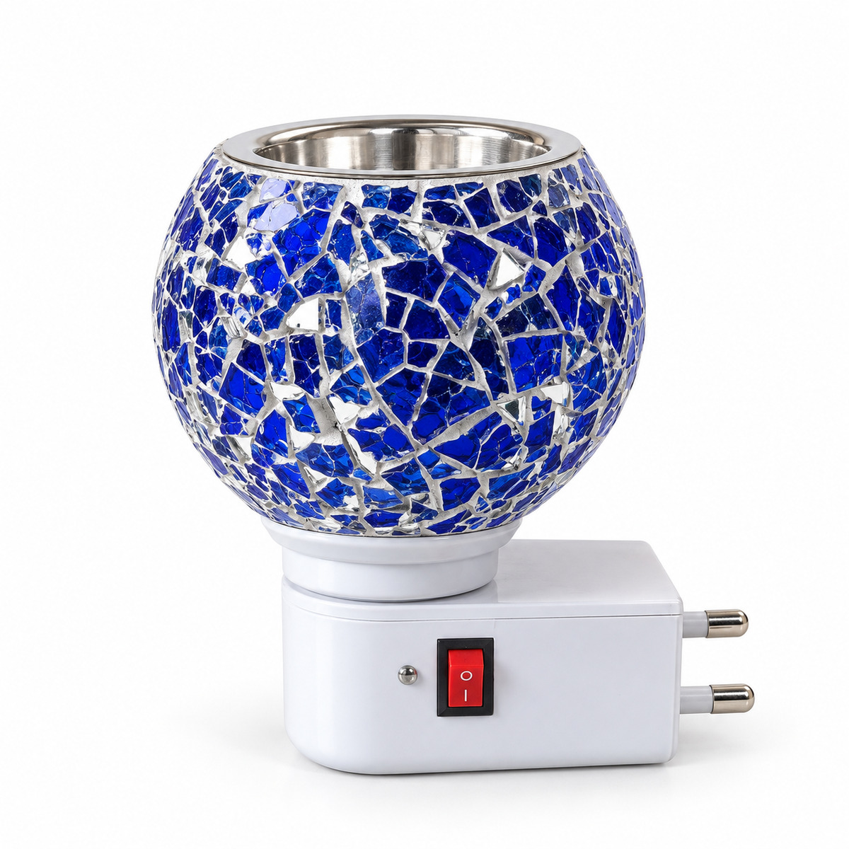 Electric Camphor & Aroma Oil Burner – Blue Ceramic Mosaic Design