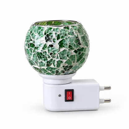 Electric Camphor & Aroma Oil Burner – Green Ceramic Mosaic Design