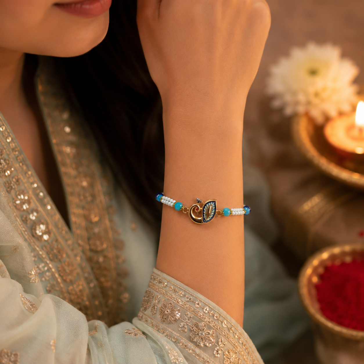 Premium Bracelet Rakhi - Blue
