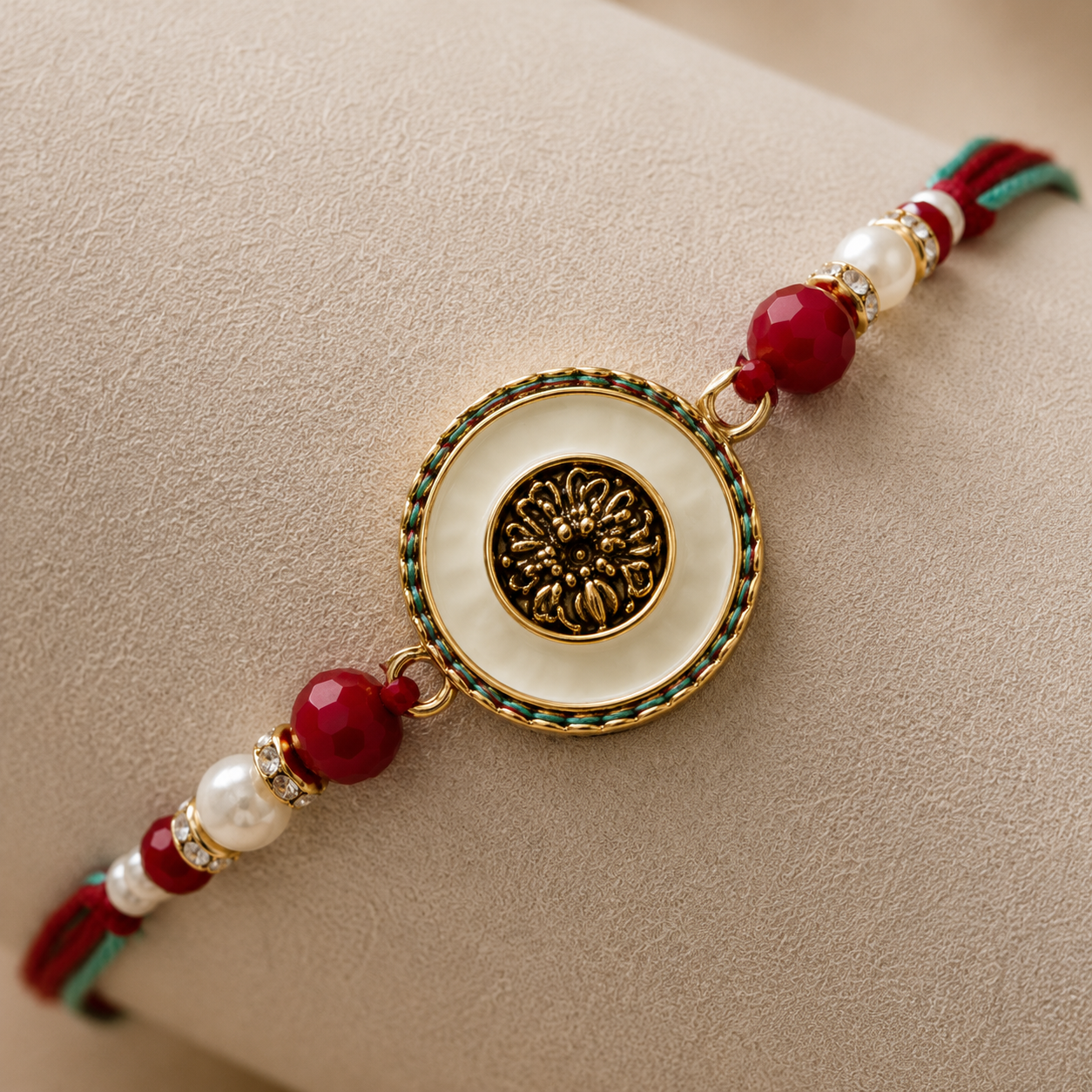 Elegant Chakra Design Rakhi - Red and Golden