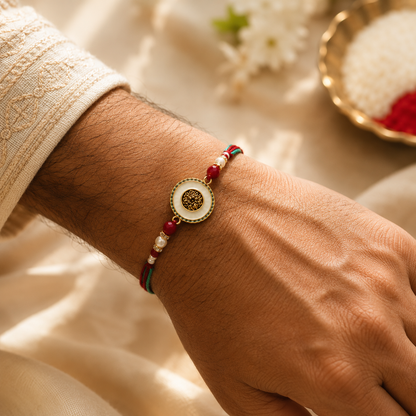 Elegant Chakra Design Rakhi - Red and Golden